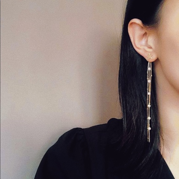 Shooting Star Pearls Start Drop Earrings - Picture 2 of 11